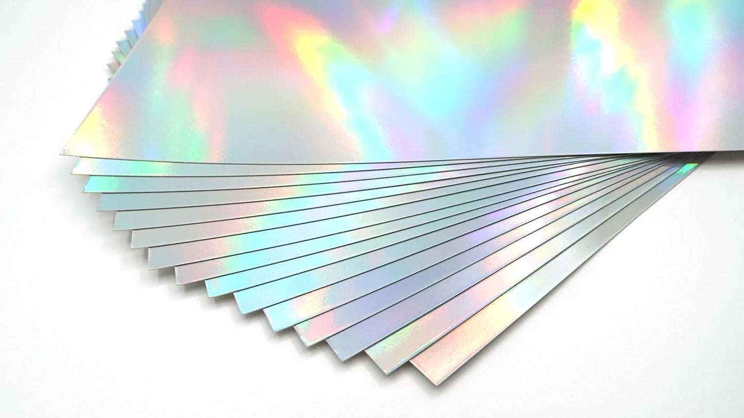 TGXRZX Metallic Cardstock Paper,holographic cardstock,Size 8 "x 11" (250gsm),15PCS,Mirror Finish Gold Foil Board for Crafting,Invitations,and Decorations,Die Cut and Plotter,Card Making(Laser silver)