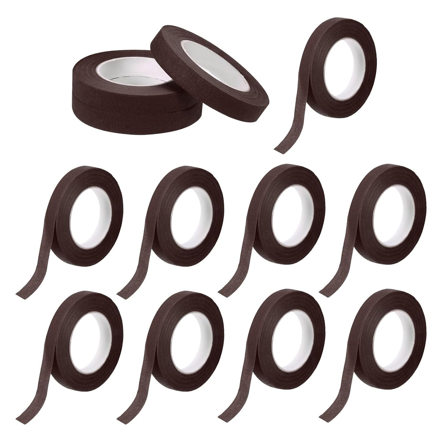 MECCANIXITY 12 Rolls Floral Tapes, 30 Yard x 1/16 in Florist Crepe Flowers Bouquets Tape Adhesive Waterproof for Flower Arranging Wrapping, Red Brown