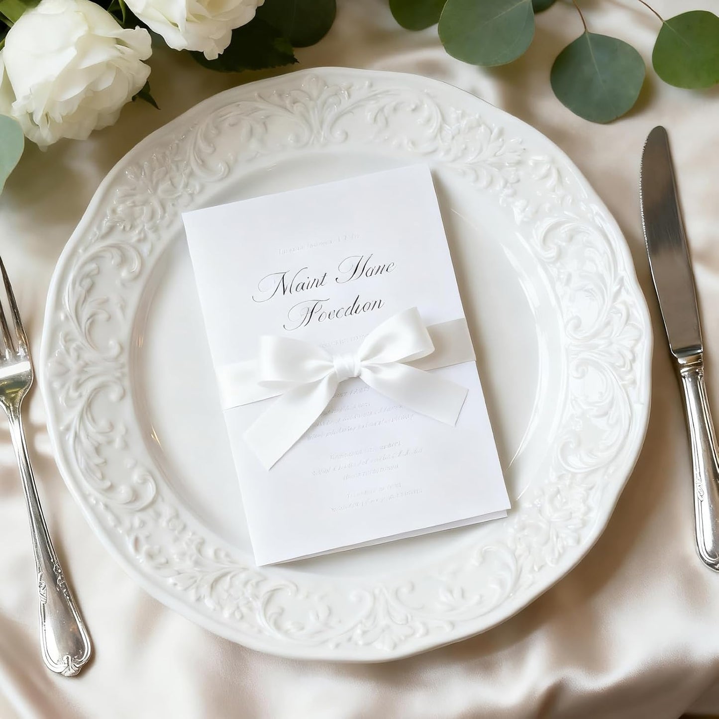 5/8 Inch 100 Yards White Ribbon, Fabric White Stain Ribbon for Gift Wrapping, Wedding and Birthday Party Decoration, Valentine's Day, Craft, Flower Bouquet, Sewing