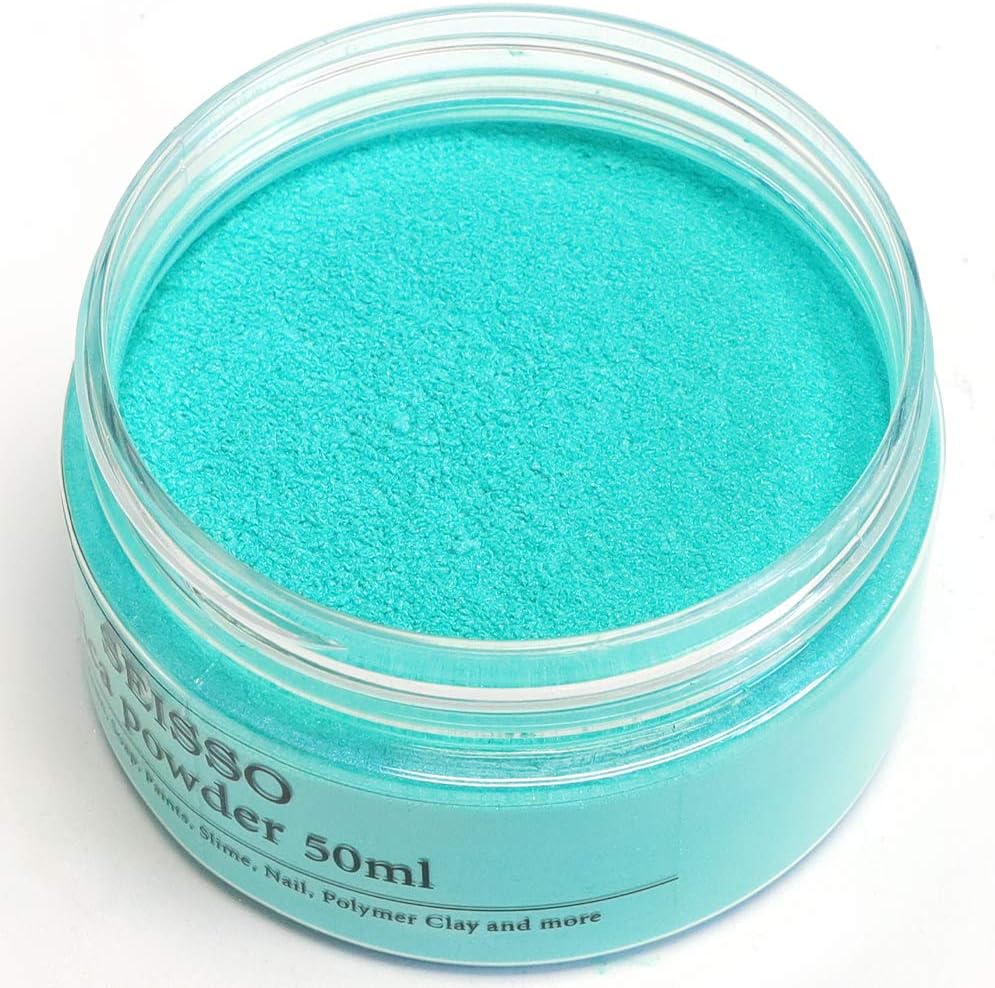 SEISSO Turquoise Blue Mica Powder for Epoxy Resin 1.7 oz /50g Powdered Pigment for Soap Colorant Bath Bomb Dye, Cosmetic Grade for Lip Gloss, Acrylic Nails Polish, Craft Projects