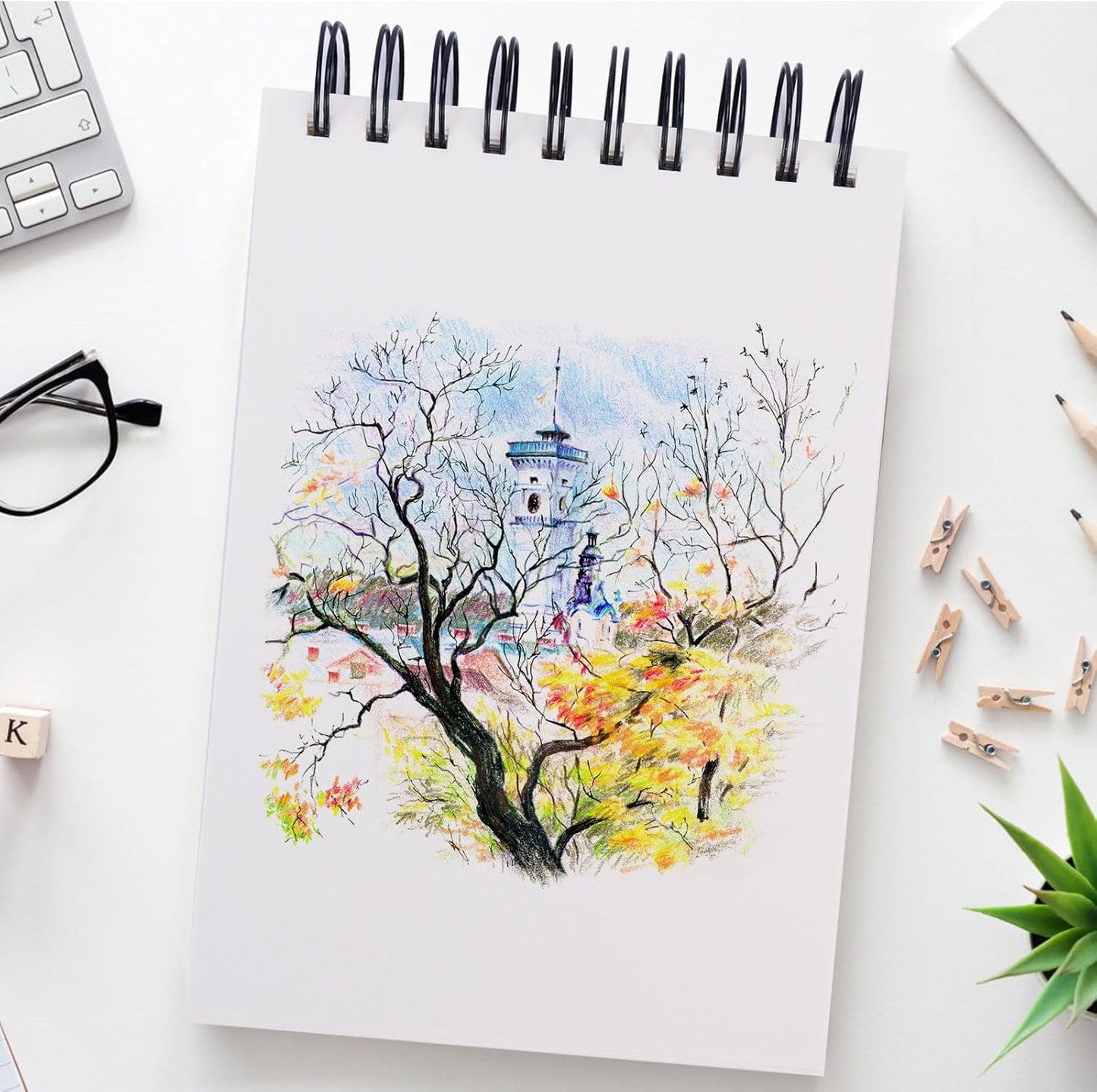 Sketch Book, 5.5" x 8.5" Sketchbook with 60 Sheets (68lb/100gsm), 2 Pack Drawing Pad Acid Free Drawing Book Sketch Pad for Kids Adults Beginners Artists (2 pcs Black)