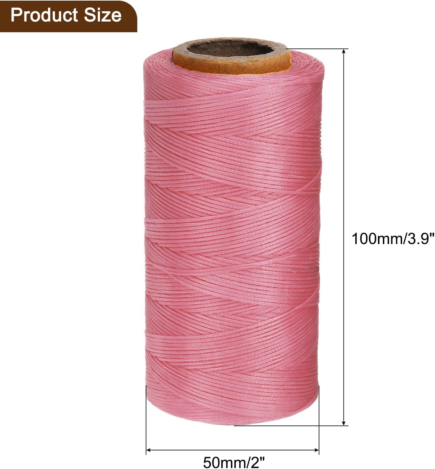 uxcell 150D 0.8mm Flat Waxed Thread 284 Yards Polyester Leather Sewing Waxed String Hand Stitching Waxed Cord for Leather Stitching Sewing Bookbinding DIY Craft Rouge Pink
