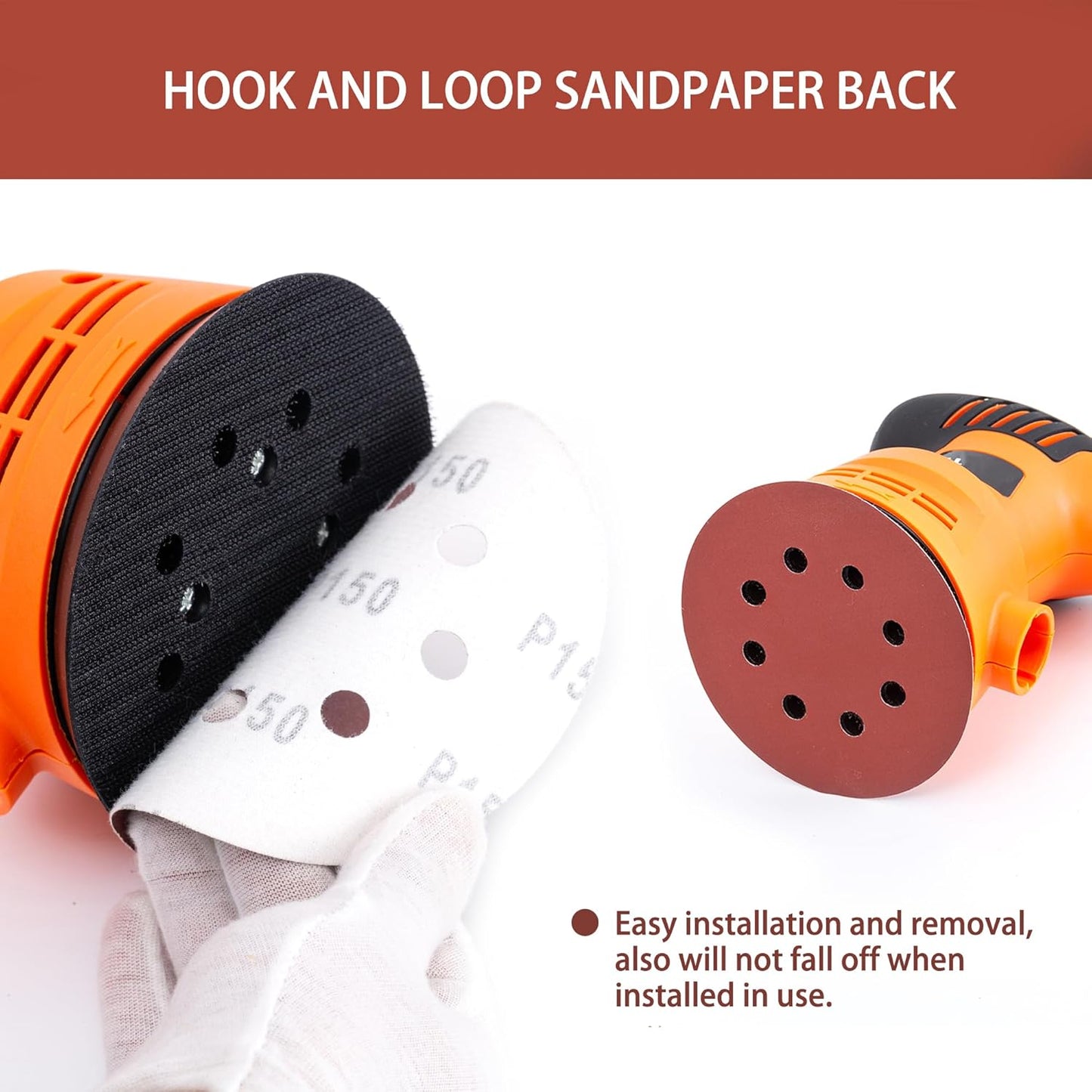 150pcs 150 Grit Sanding Discs, 5-Inch 8-Hole Sandpaper, for Woodworking or Automotive