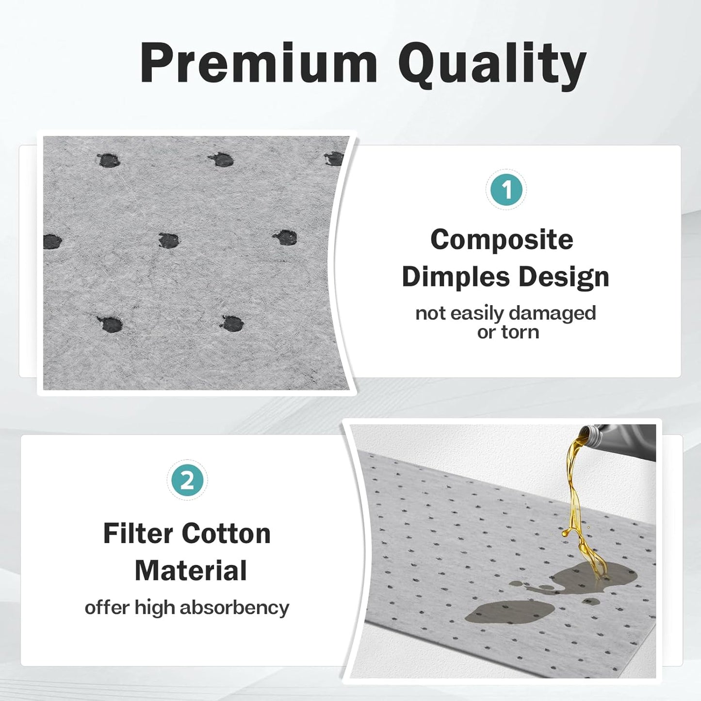 120Pcs 9.8 x 13 Inch Oil Absorbent Pads Oil Mat Water Absorbent Mat Oil Spill Mat for Absorbing Protecting Home Garage Basement Weight Dimpled Pad Replacement Automotive Accessories