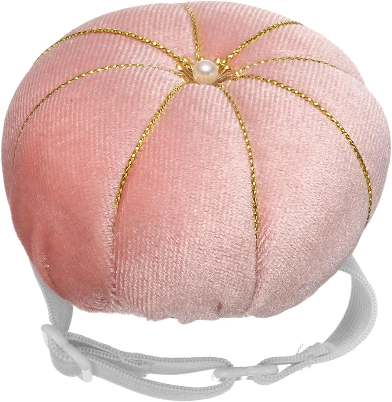 HARFINGTON Wrist Pin Cushion Wristband Sewing Pincushion Polyester Pin Holder Wearable Pumpkin Shaped Needles Wristband for Sewing Quilting Needlework DIY Crafts, Pink