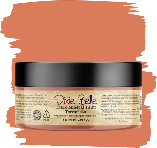 Dixie Belle Paint Company Chalk Finish Furniture Paint - Terracotta (4oz) - Matte Earthy Orange Chic Chalk Mineral DIY Furniture Paint
