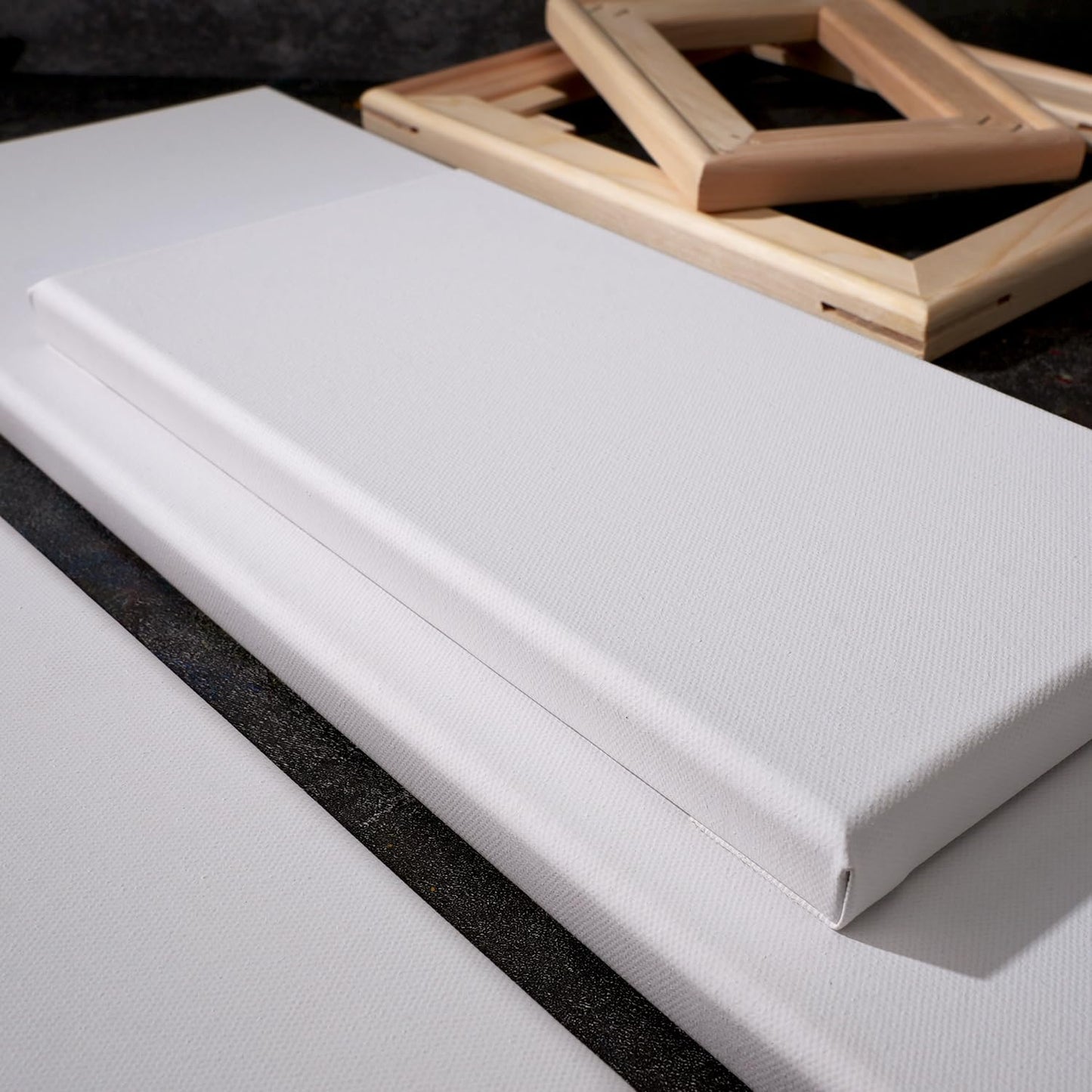 PHOENIX 10x30 Inch 3 Pack Artist Canvas - Large Skinny Stretched Canvases for Painting - 3/4 Inch Profile, 100% Cotton 11 Oz. Gesso Primed White Blank Professional Canvas Oil & Acrylic Paints