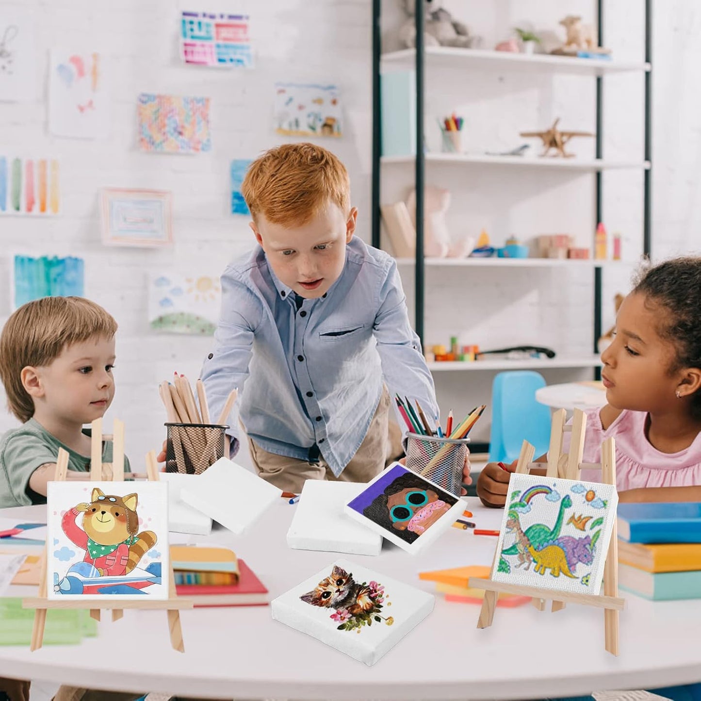 ESRICH Mini Canvases for Painting, Canvas in Bulk 32Pack, 3x3In, 2/5In Profile Small Square Canvas, Blank Canvases are Great for School Projects and Kids Birthday Parties, Home Decor Project.