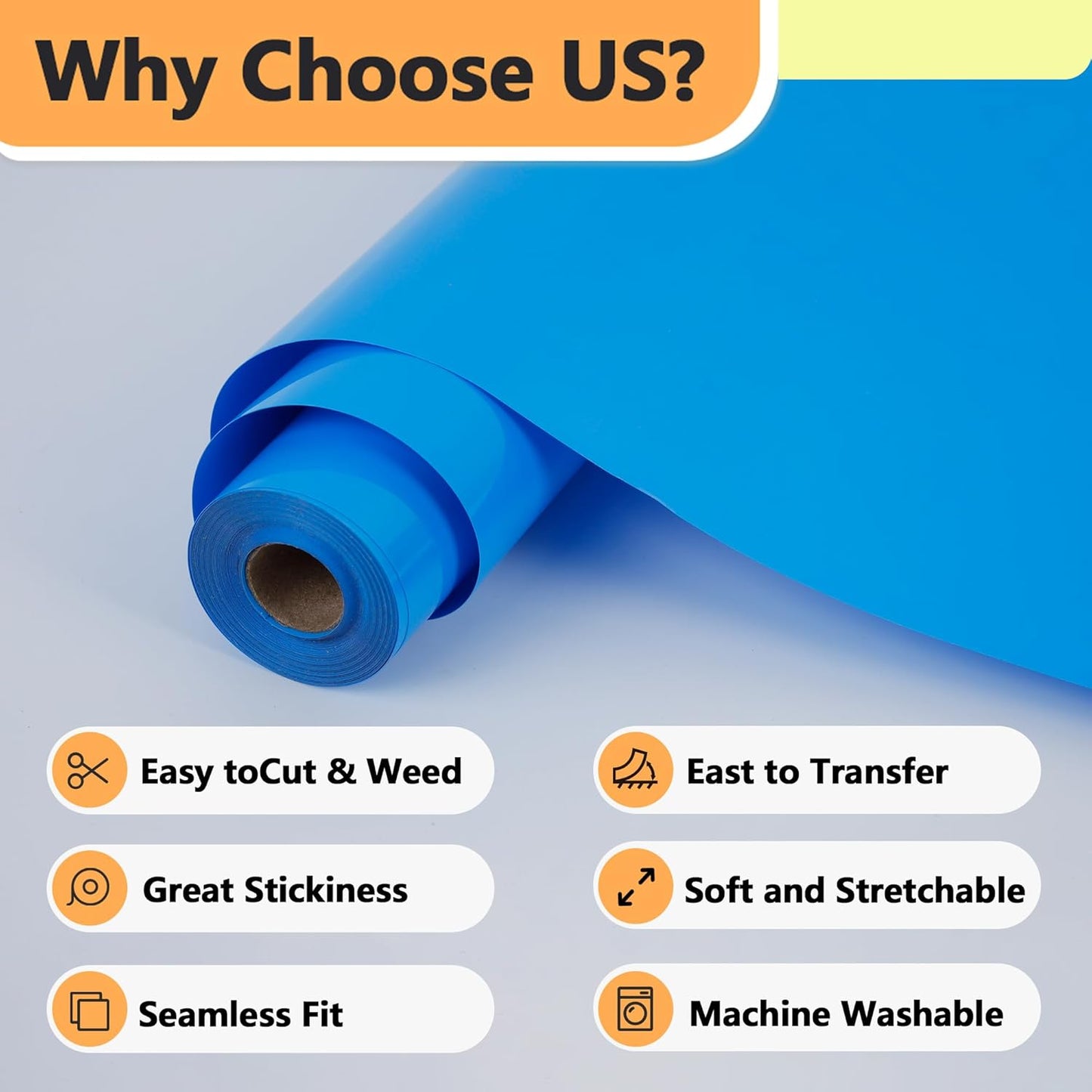 RENLITONG Matte Lake Blue Iron on Vinyl Roll - 12Inch x 13ft HTV Heat Transfer Vinyl for T-Shirt, HTV Rolls for All Cutter Machine - Easy to Cut & Weed for Heat Transfer Design