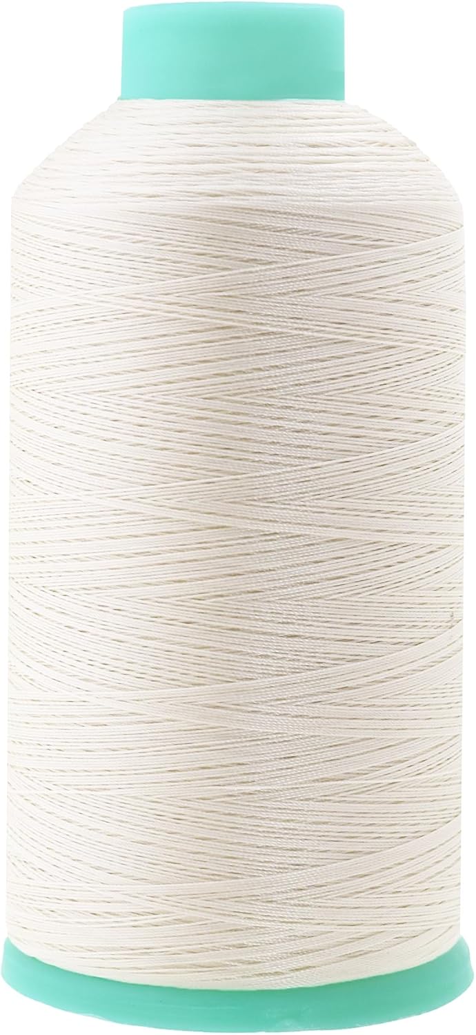 Mandala Crafts Bonded Nylon Thread Off White Heavy Duty Sewing Threads - 2843 YDs Size 46 210D T45 Tex 45 Thread for Leather Jeans Weaving Outdoor Marine Upholstery Threads