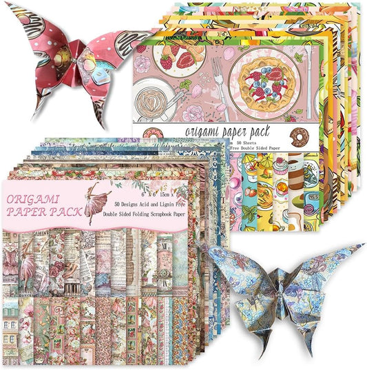 Origami Paper Kit 100 Sheets 70GSM 6 Inch Square Double Sided Color 100 Vivid Solid Colors for Hand Crafts Origami Paper Arts Creativity.Sweet Flower Fairy