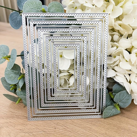 Lapoo Flowers Metal Cutting Die for Scrapbooking - Durable, Cut Stencils for DIY Scrapbook Photo Album Decorative Paper Card, Card Making Supplies (Multiple Dotted Rectangle Boxes 5.5 x 3.9 in)