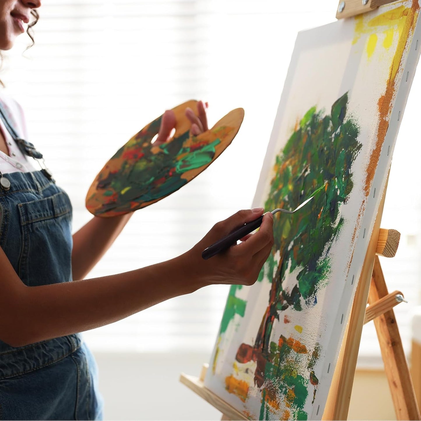 PATIKIL Art Spatula, No.8 20mm Stainless Steel Flexible Palette Knife Painting Knife Painting Spatula Oil Painting Mixing Scraper with Wood Handle for Canvas Acrylic Painting, Brown