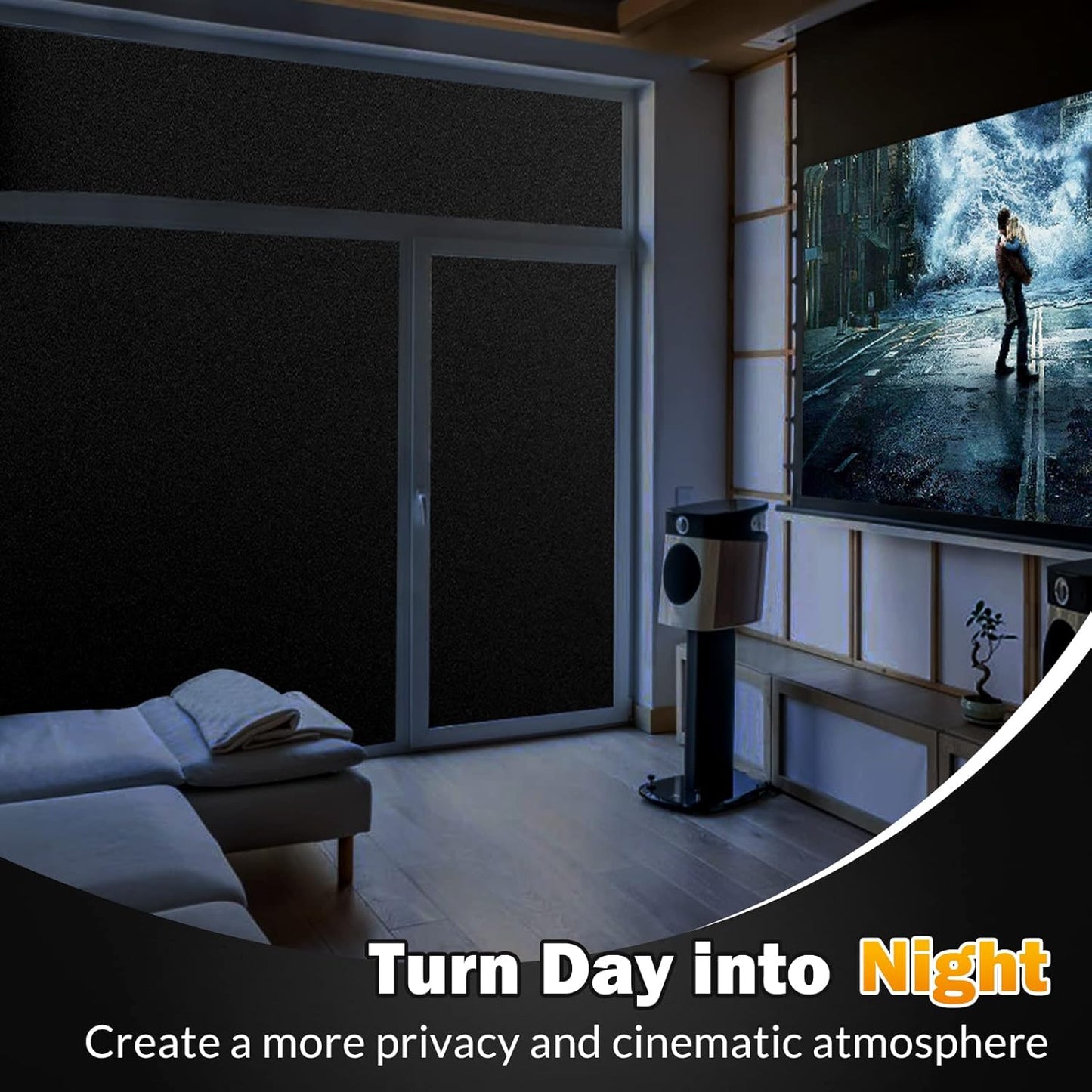 rabbitgoo Blackout Window Film, Sun Heat Blocking Privacy Cover for Glass, Removable Opaque Room Darkening Dark Black Out Window Covers Tint Shades for Home Day Sleep Light Blocker 11.8 x 157 Inches