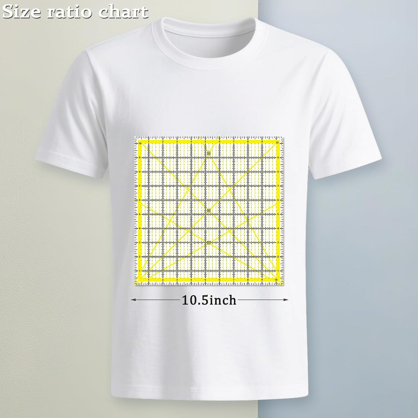 Quilting Rulers, Sewing Rulers, 4 Piece Quilting Square Templates, Acrylic Rulers with Non-Slip Rings for Sewing (3.5"X3.5", 5"X5", 6.5"X6.5", 10.5"X10.5") (Yellow)