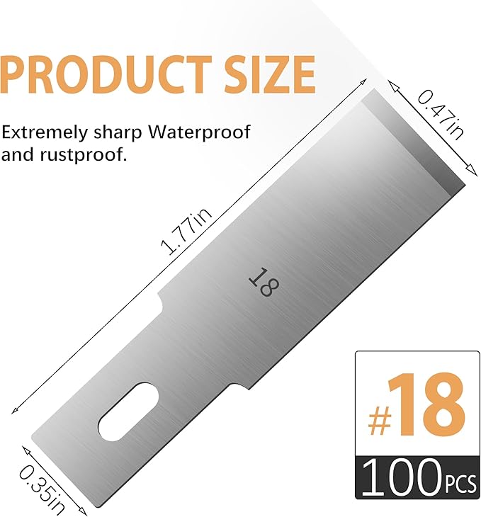 Headley Tools #18 Hobby Knife Blades(Pack of 100),Art Blades Cutting Tool with Storage Case for Craft, Hobby, Scrapbooking, Stencil