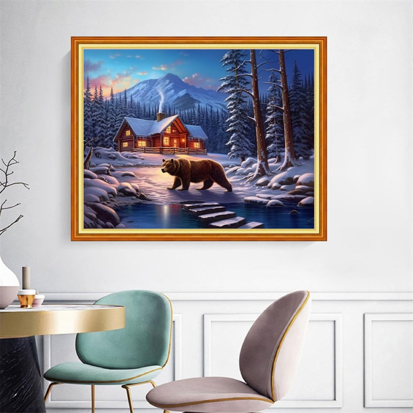 Joyhoor Cross Stitch Kits for Beginners Stamped Cross-Stitch Supplies Needlework preprint Embroidery Kits for Adults DIY Needlepoint Kits Embroidery Patterns 11CT-Arctic Bear Snow Scenery 16x20 inchs