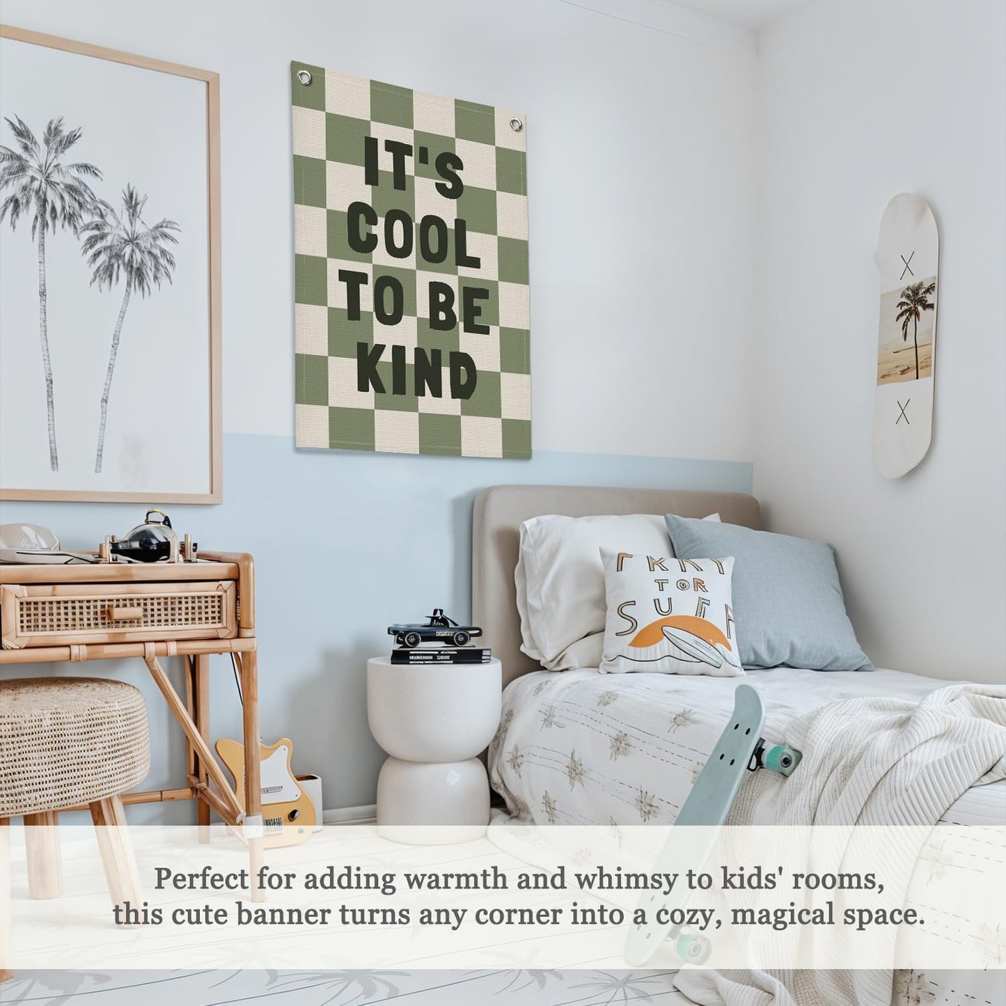 Kids Room Decor,Sage Green Classroom Wall Decor,It's Cool to Be Kind Banner,Baby Nursery Decor Wall Hanging Flag for Bedroom Playroom Classroom Kids Rroom 18x25 Inch