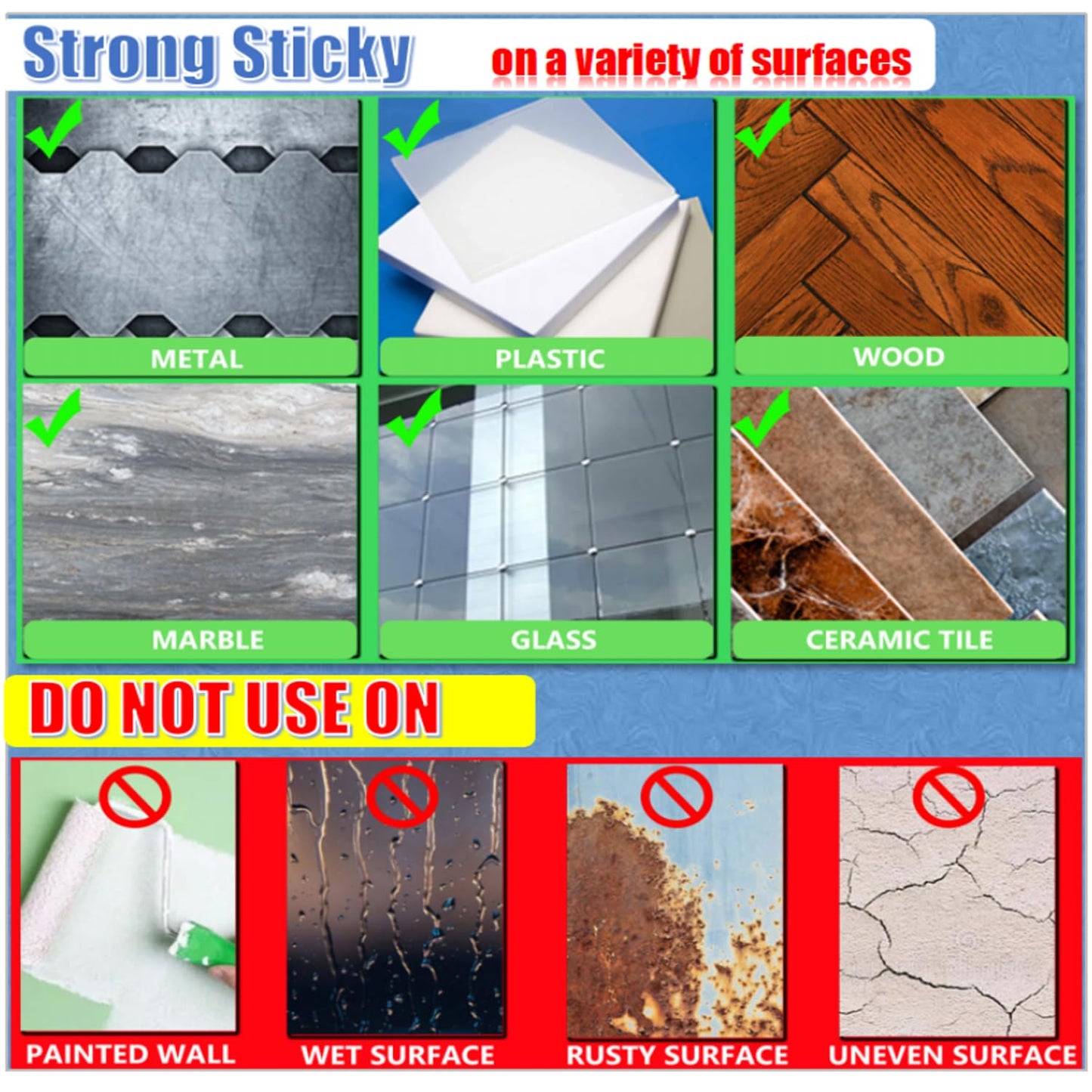 Double Sided Tape Heavy Duty, Sticky Tack Poster Stickers Picture Hanging Adhesive Strips, No Tools Wall Hanging Strips, Damage Free Clear Pre-Cut Mounting Tape, No Trace Removable Mounting Putty (80)