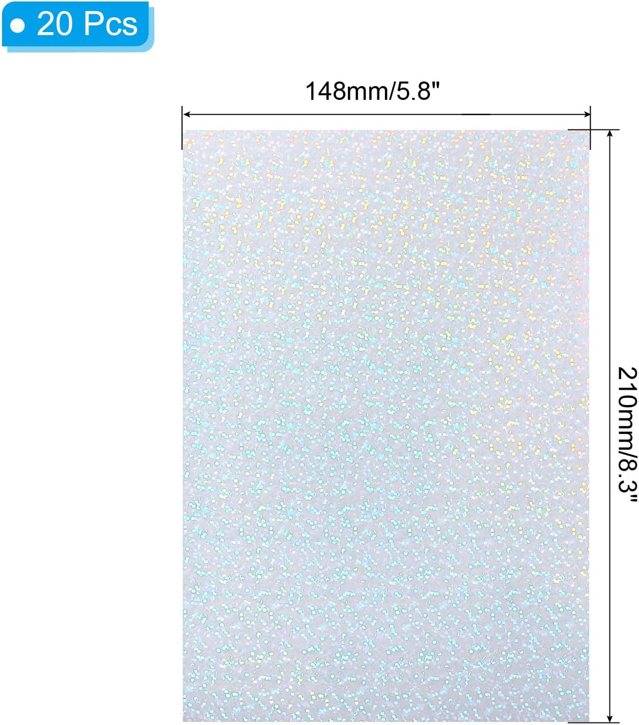 PATIKIL 8.3x5.8" Holographic Sticker Paper, 20Sheets A5 Polypropylene Self-Adhesive Transparent Waterproof Laminate Overlay Film for Photo Cards Scrapbook Decorations, Little Circle