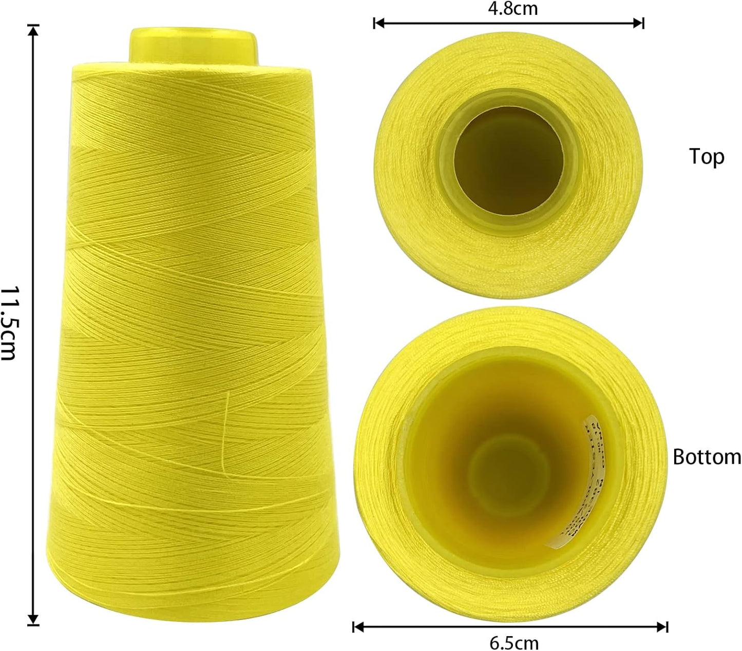 Tortoise 4 Cones of 3000 Yards Each Spool Thread for All Purpose, Quilting, Serger, Overlock Sewing Machines - 100% Polyester, Light Yellow, 40S/2