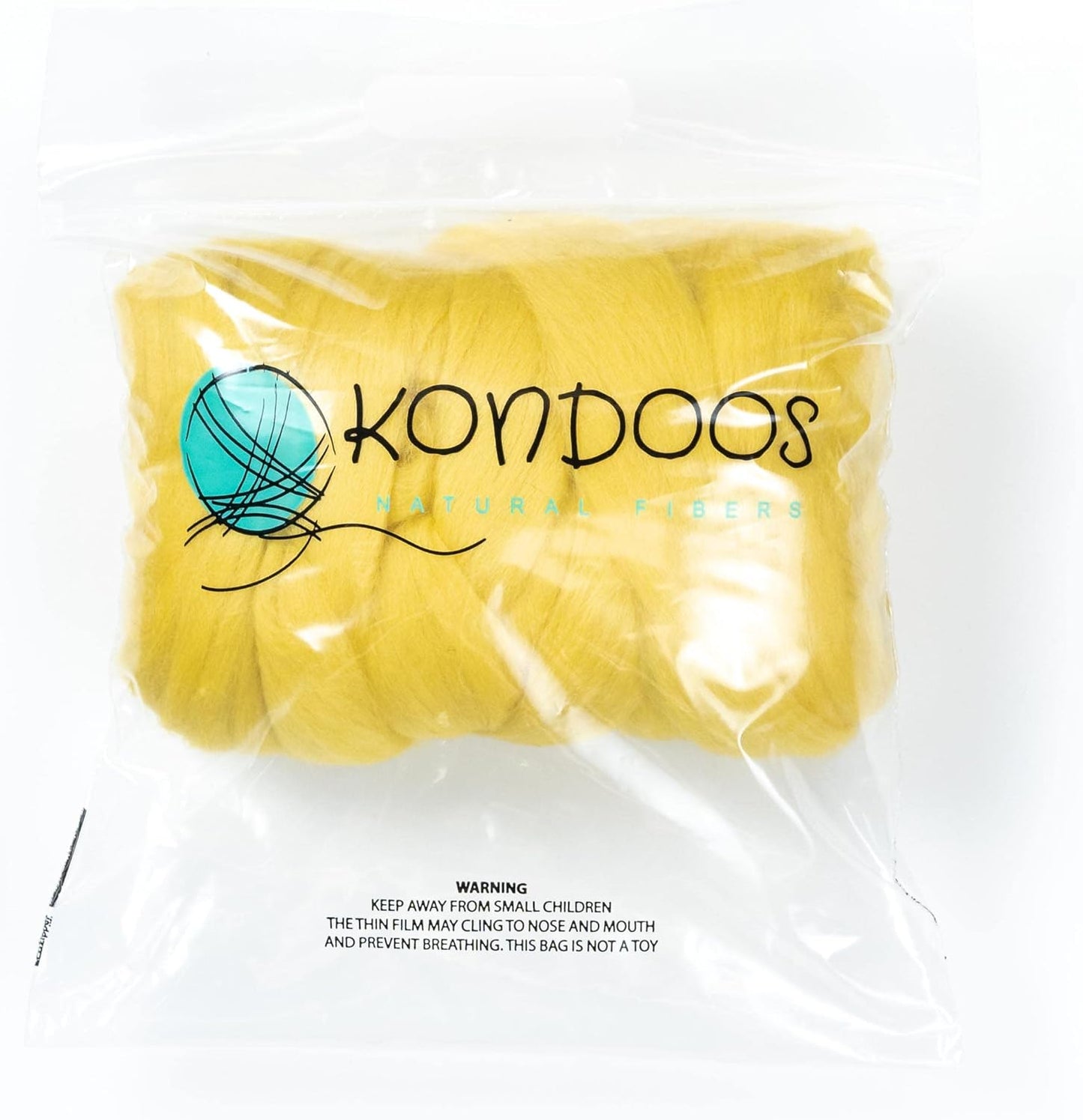 Kondoos Colored Natural Wool roving, 8 OZ. Best Wool for Needle Felting, Wet Felting, handcrafts and Spinning. (Lemon Yellow)