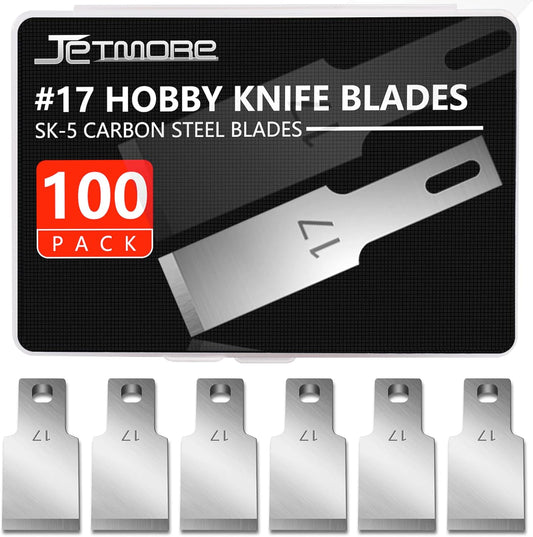 100 Pack Hobby Blades Set #17 Craft Knife Blades Refill Hobby Knife Replacement Blade with Storage Box for Art and Craft Scrapbooking Supplies Cutting Caving