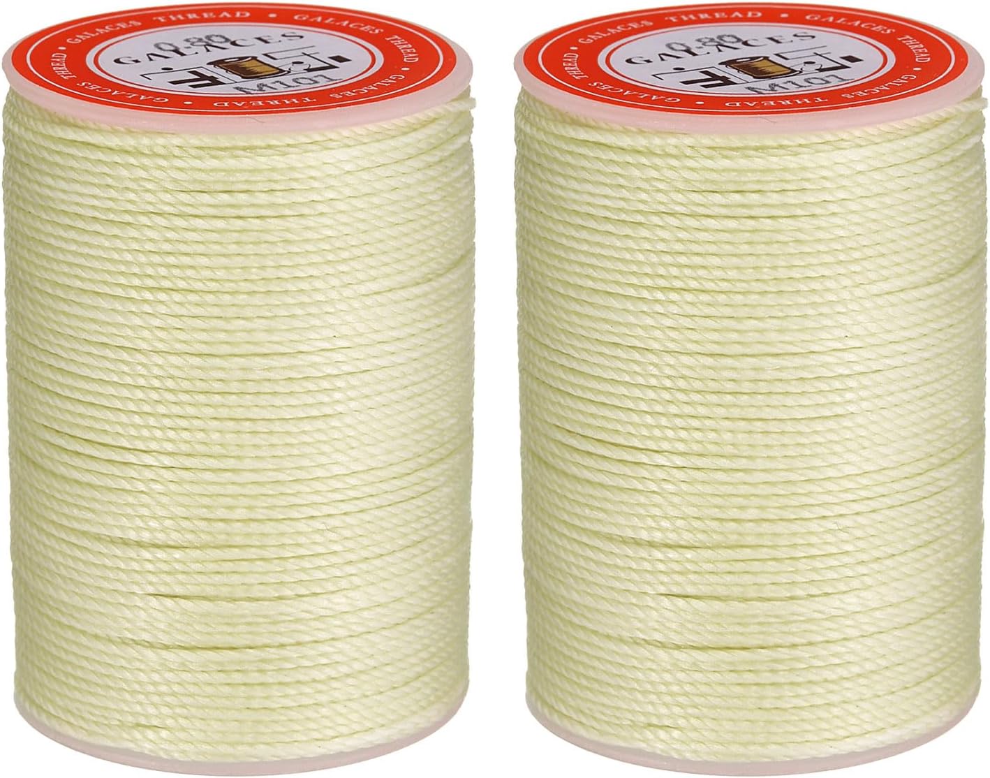 uxcell Round Leather Sewing Waxed Thread, 55m / 60 Yards Polyester Wax String, 0.80mm Wax Stitching Cord for Leather Crafts, Bookbinding, Bracelets Braided, Beige, 2pcs