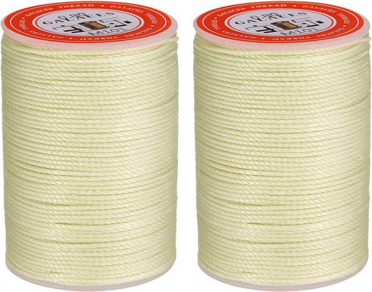 uxcell Round Leather Sewing Waxed Thread, 55m / 60 Yards Polyester Wax String, 0.80mm Wax Stitching Cord for Leather Crafts, Bookbinding, Bracelets Braided, Beige, 2pcs