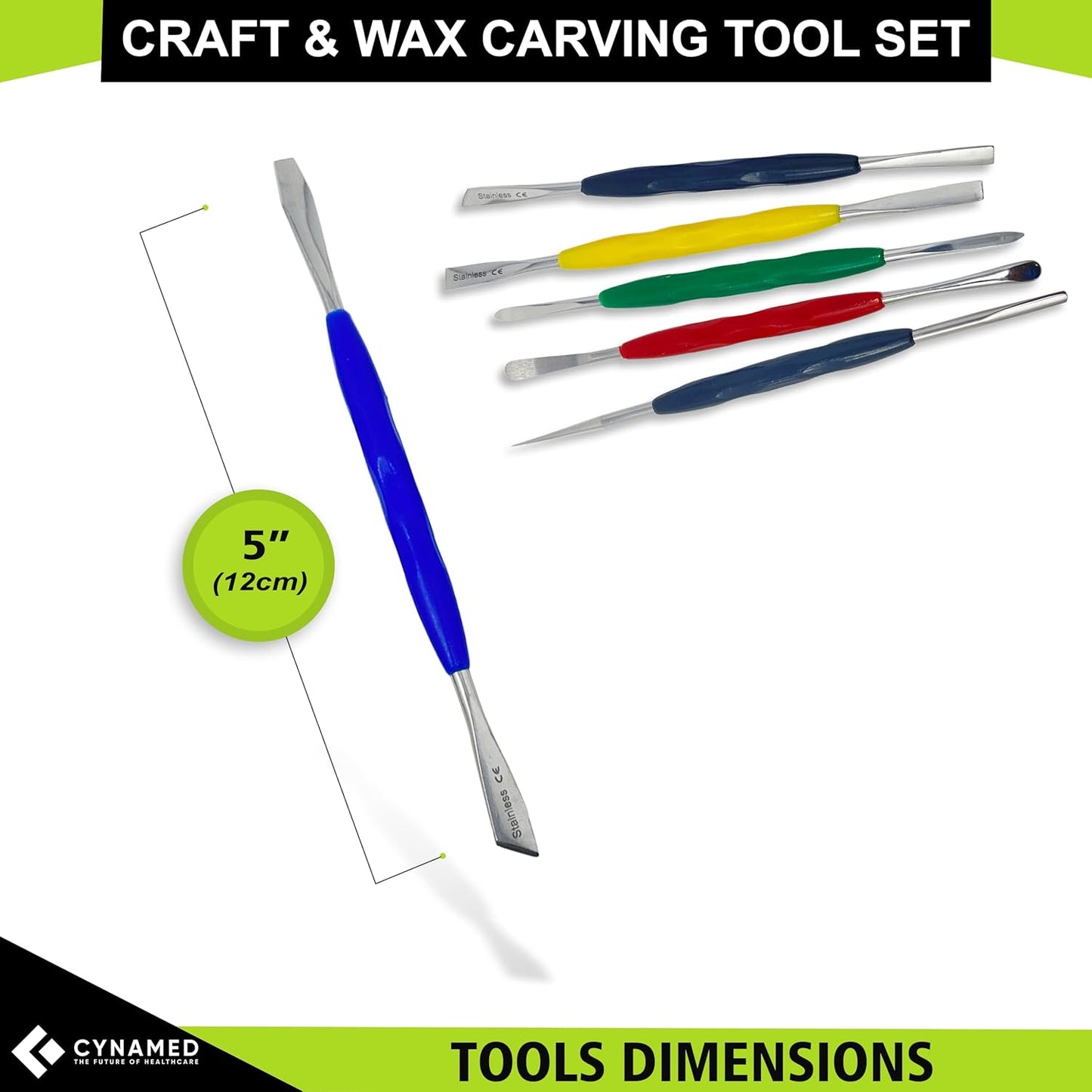 CYNAMED Stainless Steel Spatula Wax & Clay Sculpting Tool Carver Set (6PK)