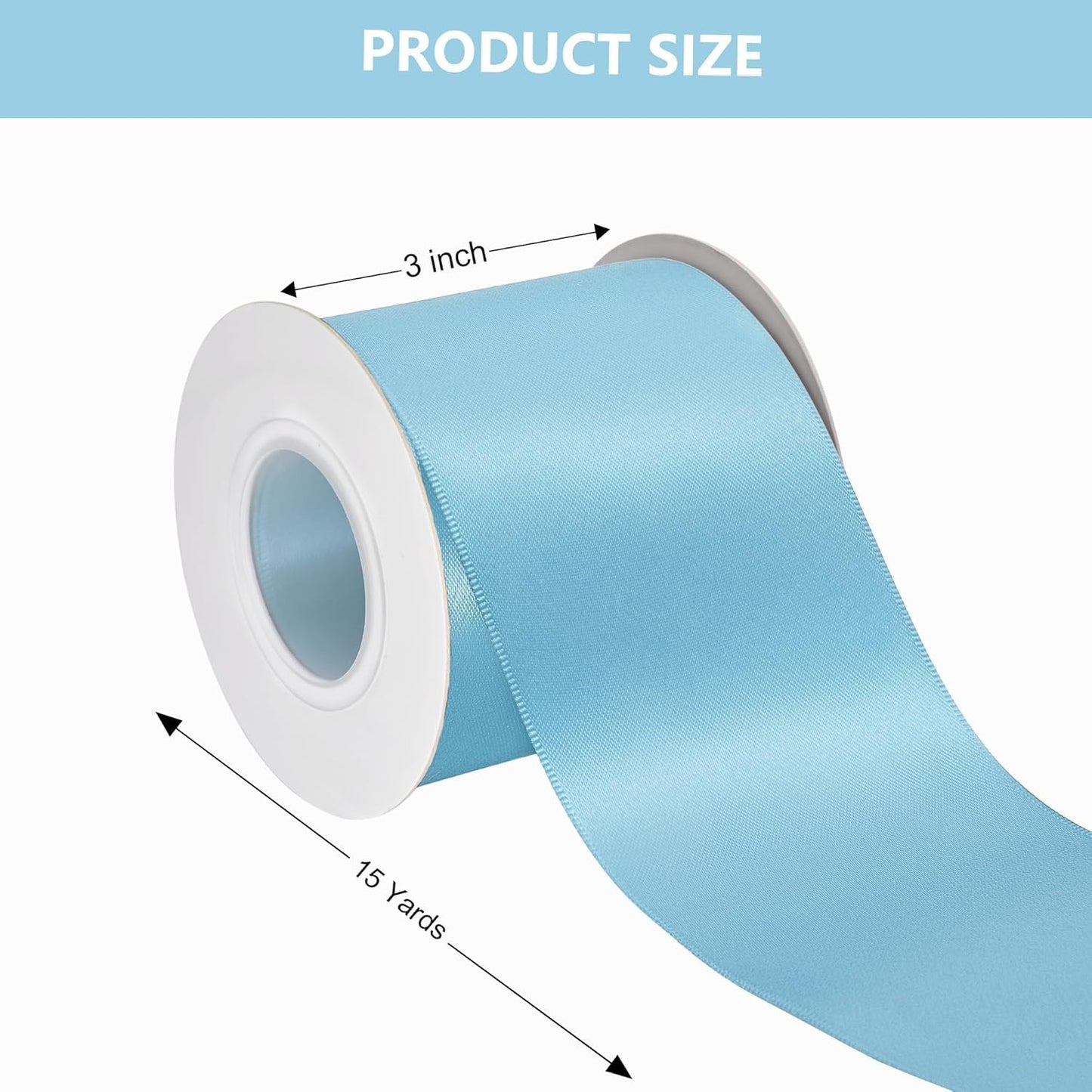 Blue Mist Satin Ribbon 3 Inch X 15 Yards Solid Color Double Faced Ribbons Perfect for Crafts Wedding Decor Bow Making Arts Sewing and More