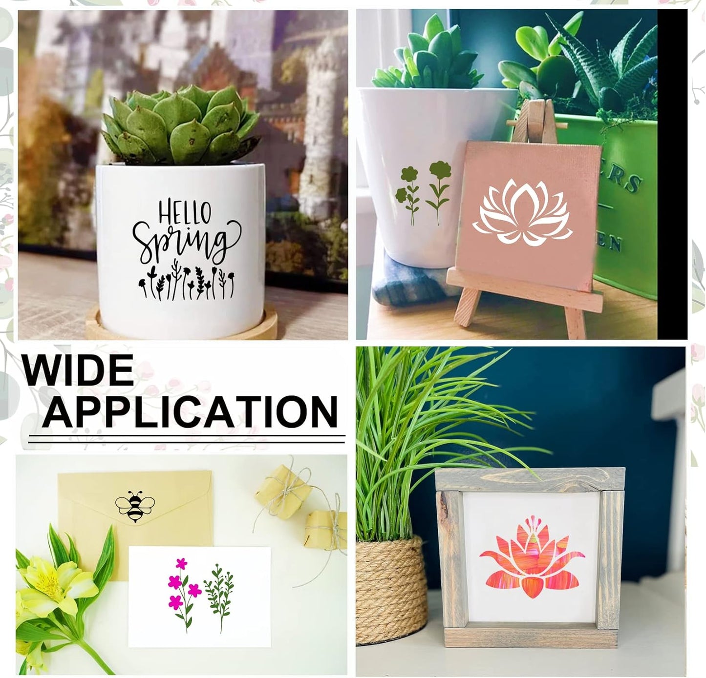 65Pcs Small Stencils for Painting on Wood Reusable, 3 Inch Reusable Stencil for Craft Ornament Paint Template Stencils for Wall Card Rock Wood Signs Coasters Canvas Home Decor (Flower)