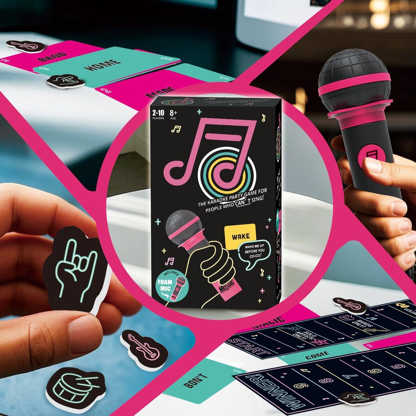 Grab The Mic Game,Hilarious Karaoke Party Card Game for 2-10 Players, Perfect for Game Night & Gatherings