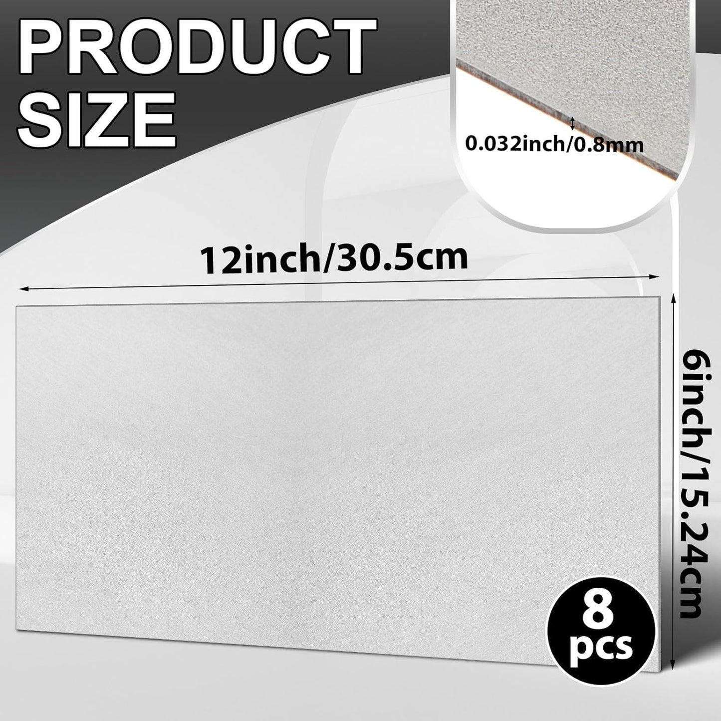 Zonon 8 Pcs 20 Gauge Steel Sheet Metal Cold Roll Steel Sheet 12" x 6" x 0.032" Weldable Metal Roll Steels Plate for DIY Craft Projects Home Auto, Easy to Shape, Weld, Cut and Form