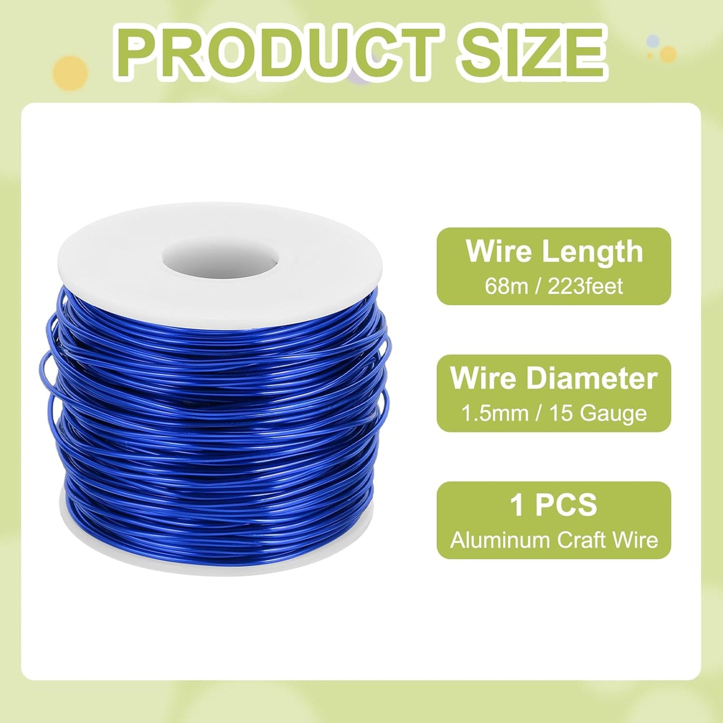 MECCANIXITY 15 Gauge Anodized Aluminum Craft Wire Bendable Bonsai Training Wire 223 Feet 1.5mm for Sculpting Crafts Wreath Floral Beading Jewelry Making, Dark Blue