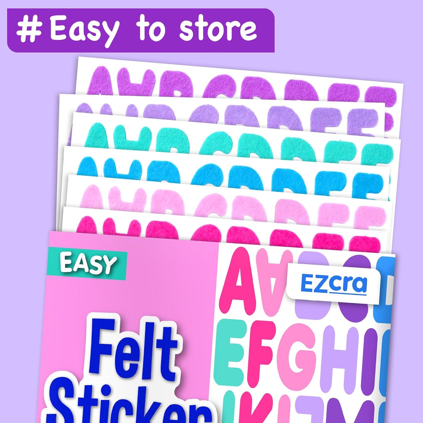 EZCRA Felt Alphabet Stickers, Large Self-Adhesive A-Z Puffy Letters for Kids Ages 3-5 – Classroom, Preschool, Homeschool DIY, Scrapbooking, 260+ Pieces