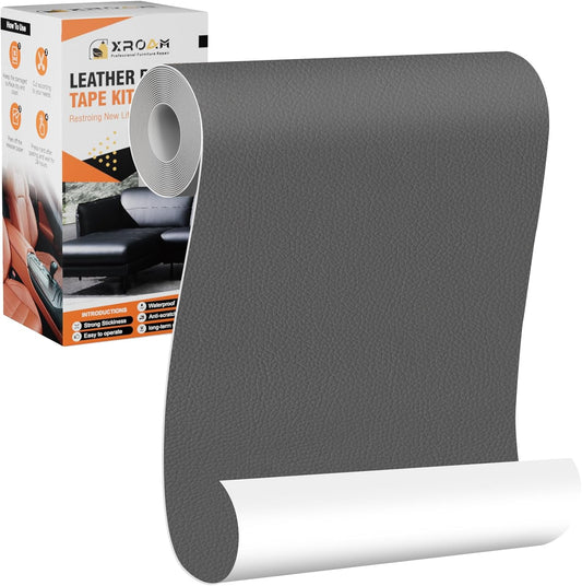 Leather Repair Tape, 4.7x63 inch Leather Patches for Furniture, Self Adhesive Leather Repair Patch for Sofas, Couches, Leather Covers, Seats, Chairs, Vinyl Repair Tape Dark Gray