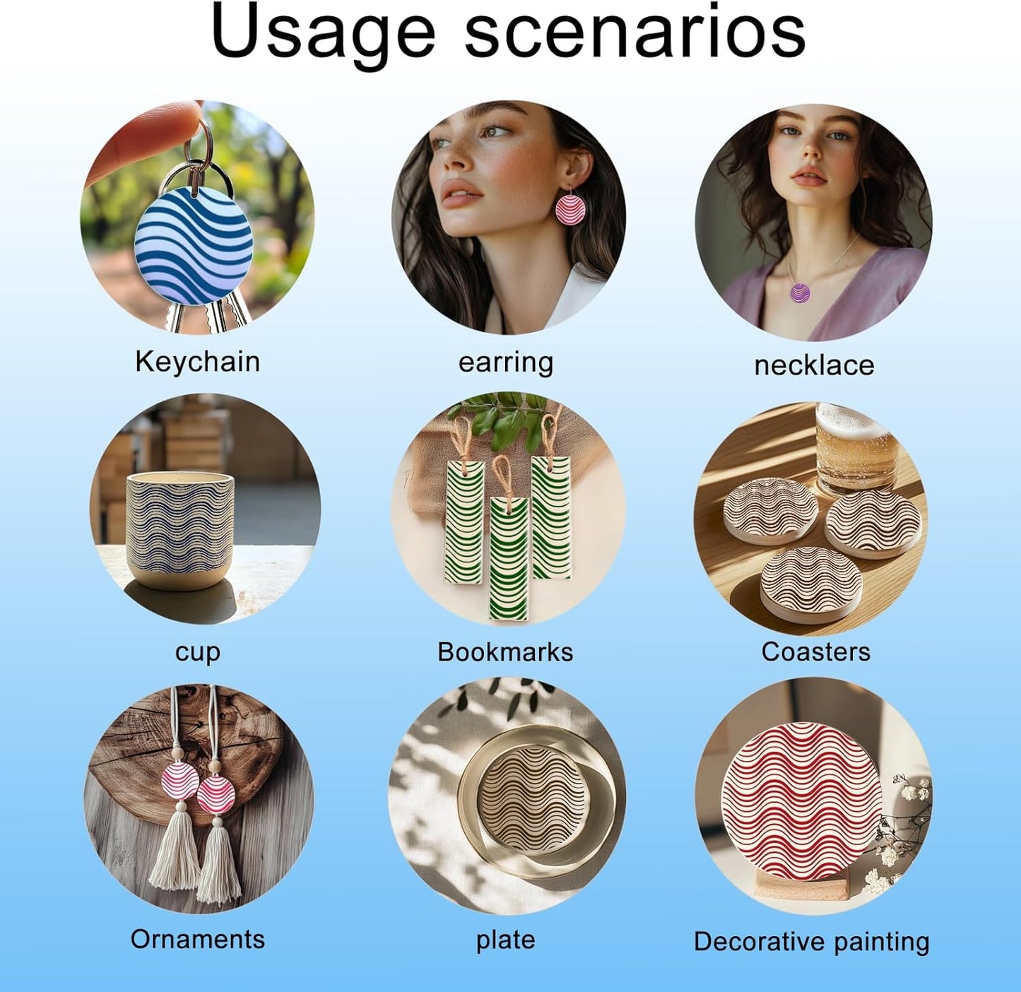 CHGCRAFT Wavy Lines Pattern Polymer Clay Texture Sheet Modern Gradient Art Lines Silicone Texture Mat for Polymer Clay Making Earrings Jewelry DIY Crafts 5.5 × 5.5 Inch