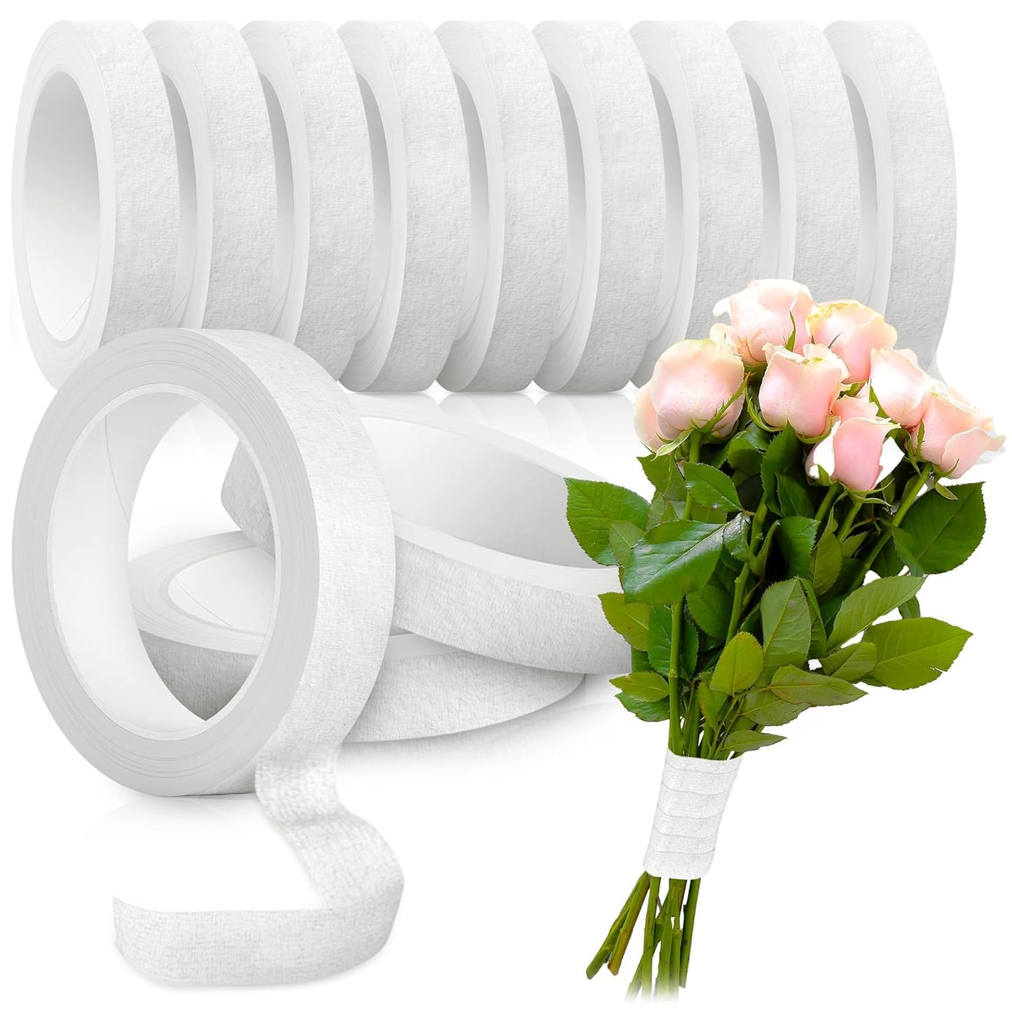Max Shape 12 Rolls 1/2 Inch 30 Yard Floral Tapes for Bouquet Stem Wrapping, Green Floral Tape for Floral Arranging Craft Projects Corsages, Wedding Bouquet