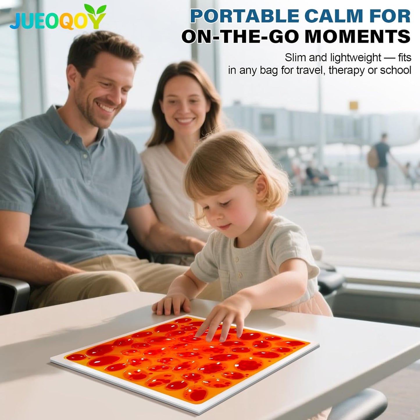 Liquid Sensory Floor Tile for Kids Ages 3+, 12" Textured Step-On Tile with Non-Slip Base, Interactive Color-Flow, Orange, for Calm Corners (1-Pack)