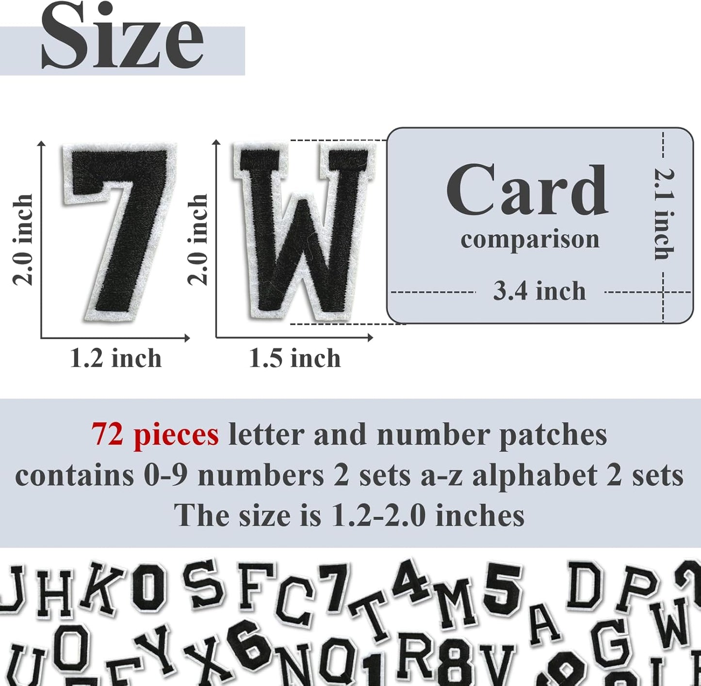 Letter and Number Iron On Patches, A-Z Alphabet and Numbers 0-9 Embroidery Applique Patch, DIY Decorative Heat Press Patches for Clothing Jeans Jackets Backpacks Hats (Black 72 Pcs)