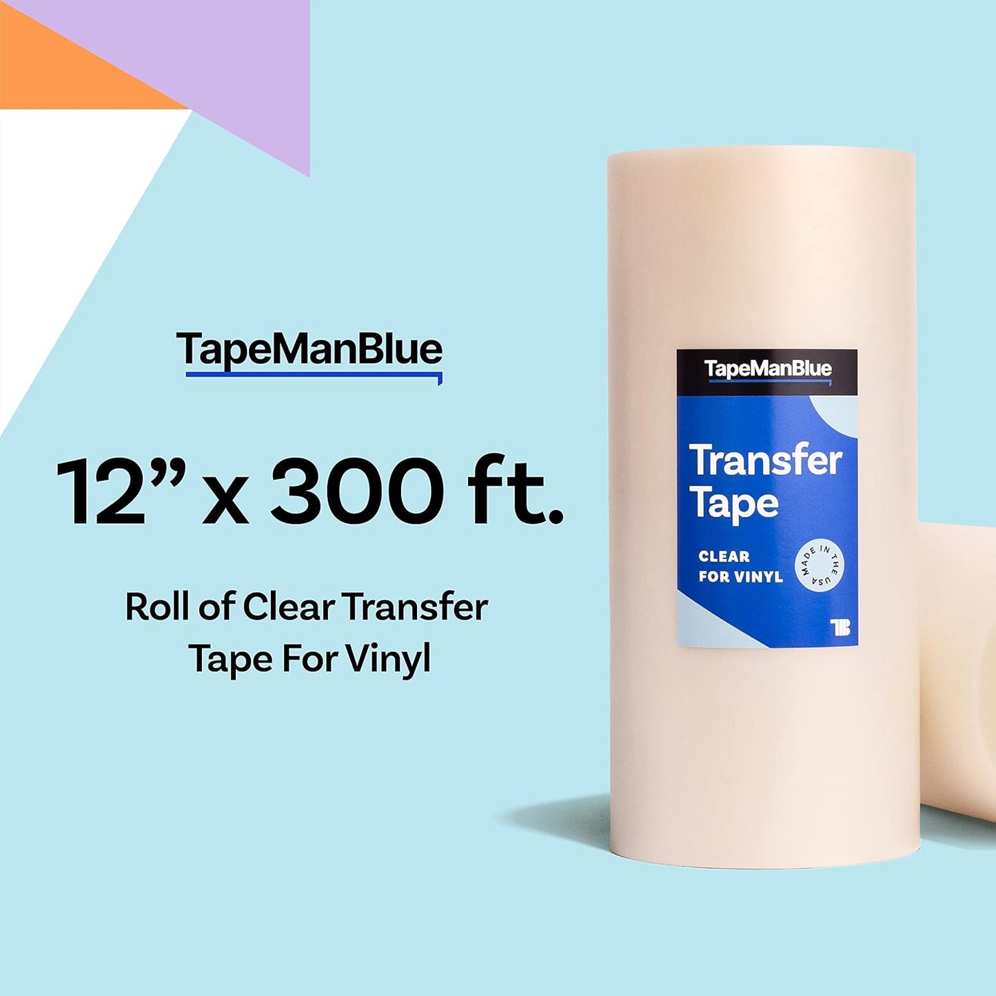 12" x 300' Roll of Clear Transfer Tape for Vinyl, Made in America, Premium-Grade Vinyl Transfer Tape for Crafts, Decals, and Letters