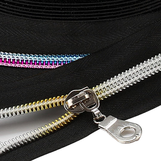 The Yards 10 Yards Bulk Nylon Coil Zipper with Colorful Teeth - Replacement Sewing Zipper with 10PCS Sliders for DIY Craft Bags