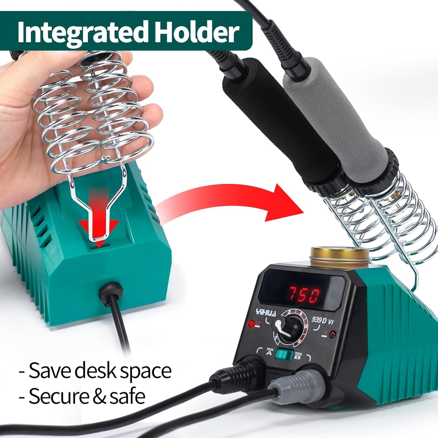 YIHUA 939D-VI Dual Pen Wood Burning Kit with Digital Display with 20 Wire Nibs, Detachable Wood Burning Pen, 2 Wood Pieces, Tweezers Used as Wood Burning Tool