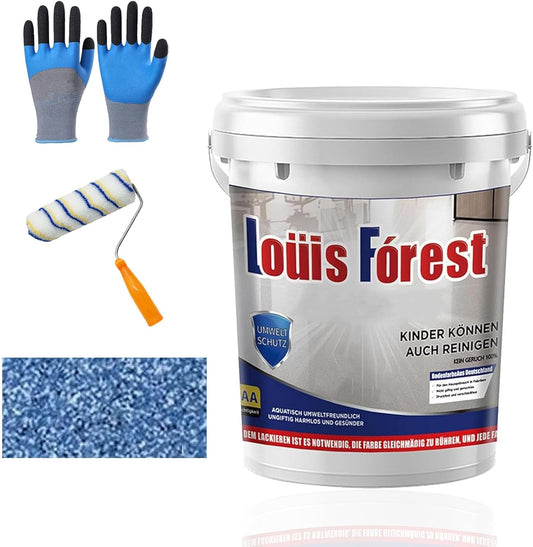 Louis Forest Epoxy Floor Paint, High-Gloss Marble Effect Coating, Epoxy Colored Sand Floor Paint, Wear-Resistant and Non-Slip for Indoor Outdoor (1KG-Sapphire blue)