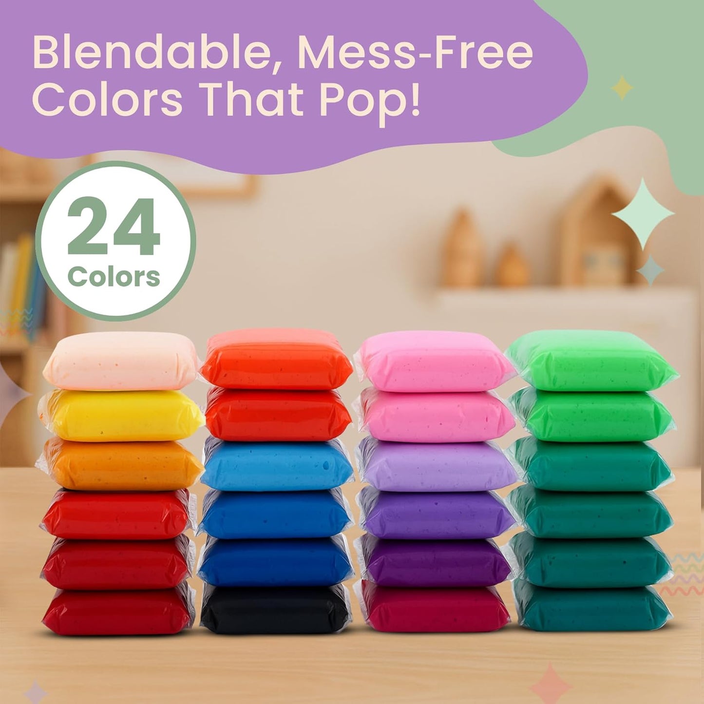 Air Dry Clay Kit – 24 Colors Soft Lightweight Air Clay for Kids & Adults, DIY Molding Clay with 8 Sculpting Tools & 60 Page Tutorial Booklet – Non Toxic Airdry Clay, Modeling Clay Air Dry for Crafts