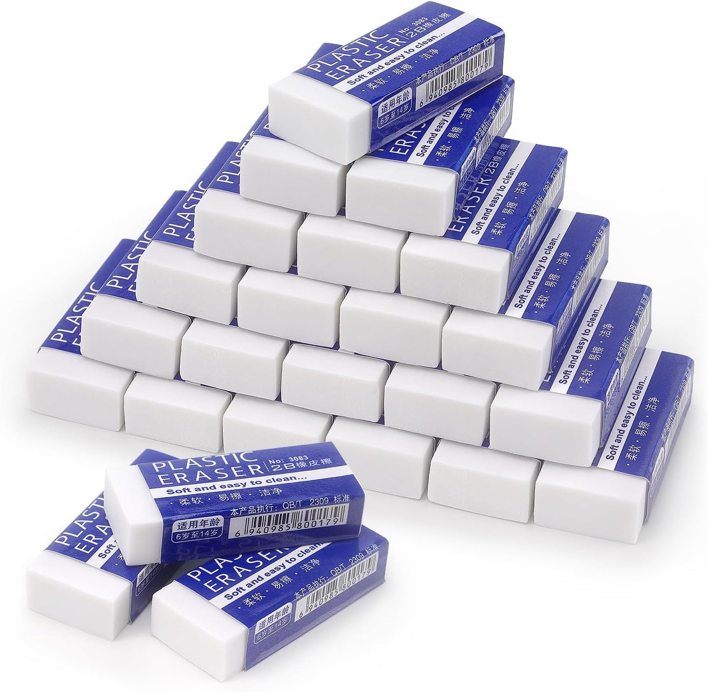 Tamaki 24 Pack Pencil Erasers, Large White Erasers for School Office, Art Erasers for Drawing