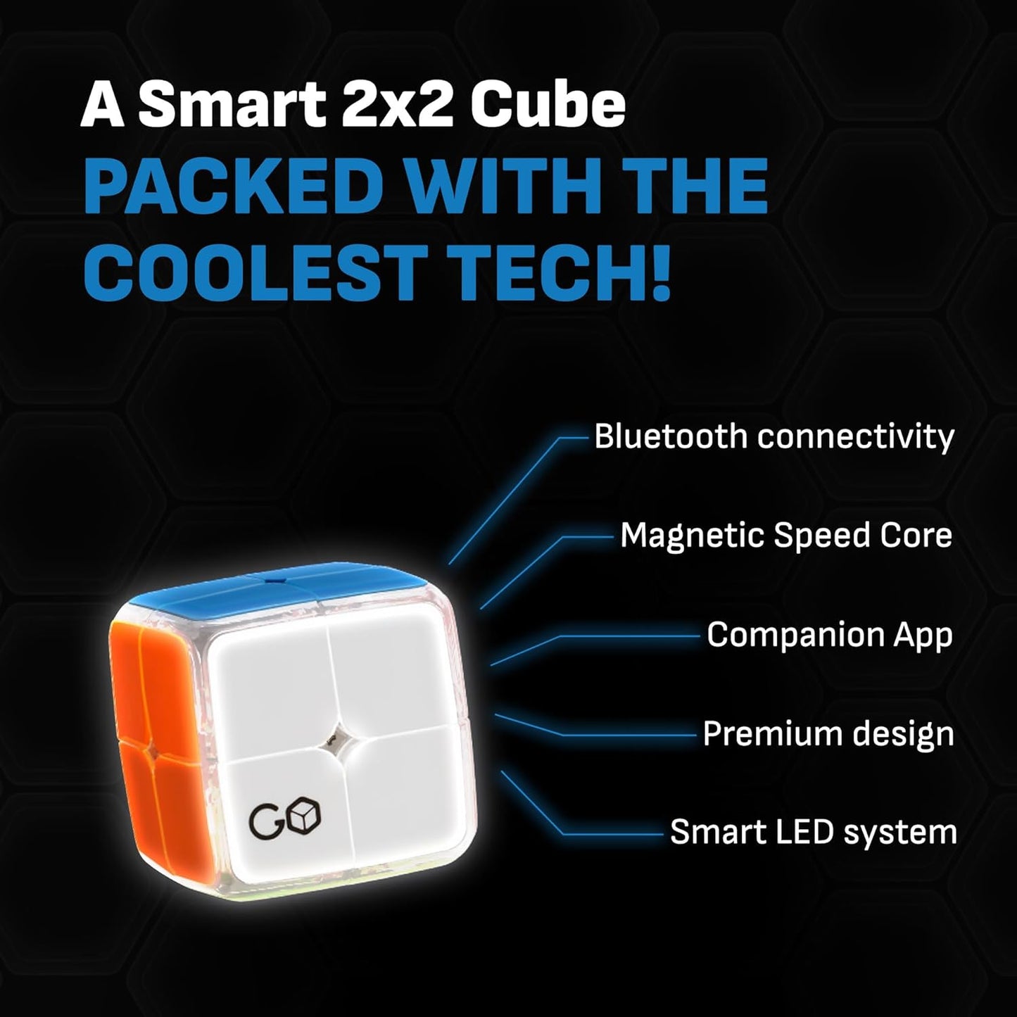 GoCube 2x2 - The First Ever 2x2 Connected Cube That Allows You to Learn How to Solve The Cube! App-Enabled STEM Puzzle That Fits All Ages and Capabilities. Free App.
