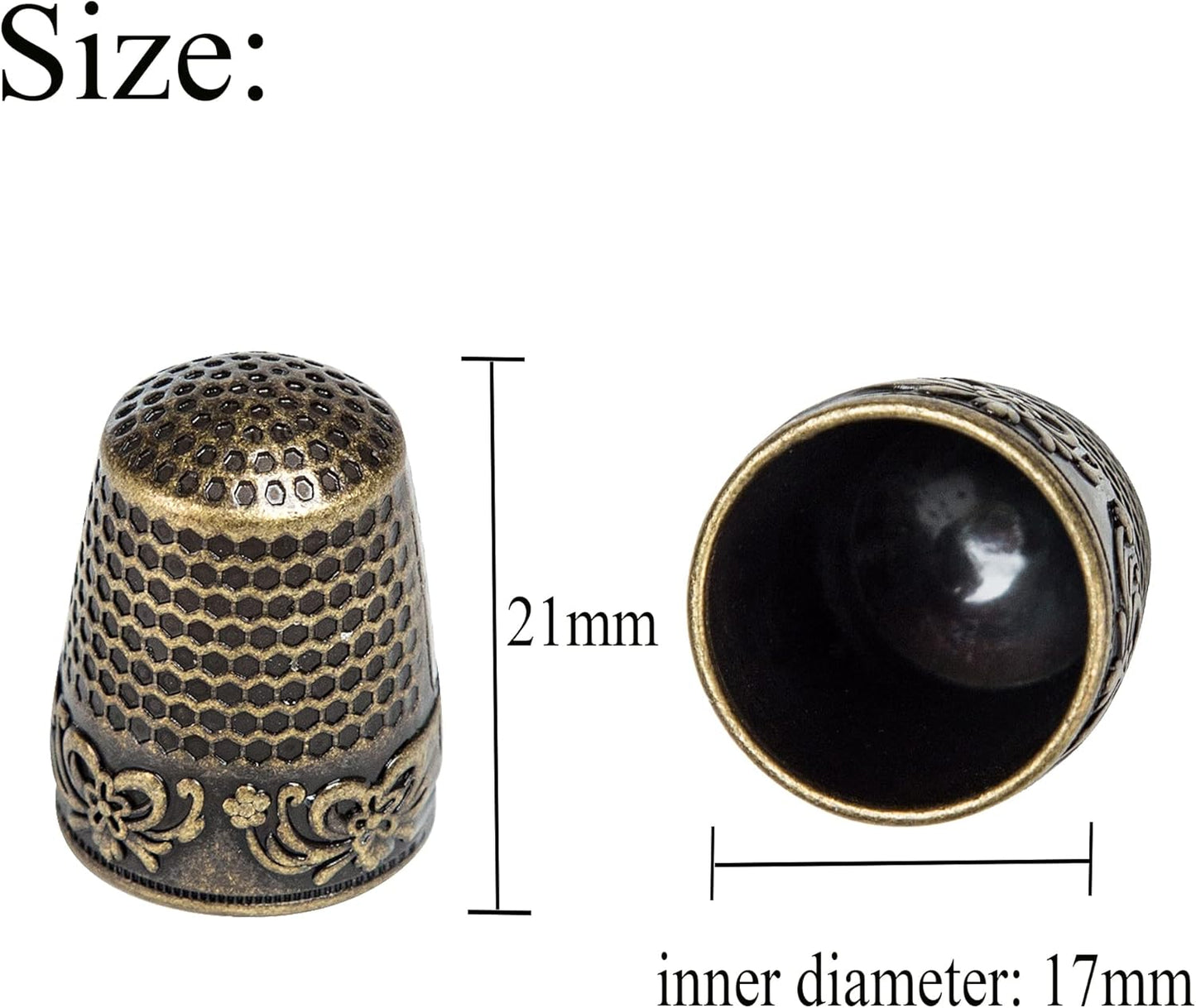 J.CARP 4Pcs Sewing Thimble, Copper Color Sewing Thimble Finger Protector, Finger Shield Fingertip Thimble Sewing Quilting Craft, Accessories DIY Sewing Tools