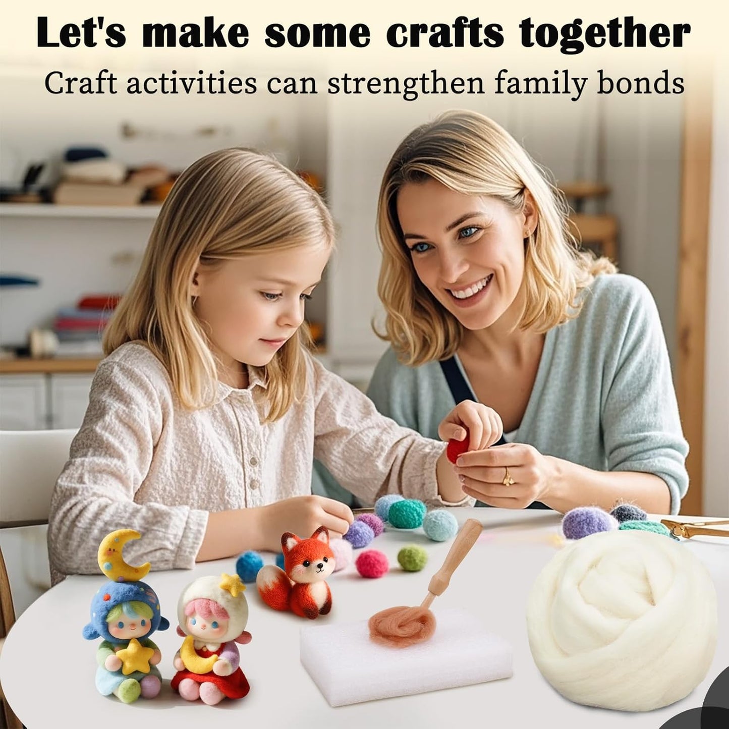 Mayboos Wool Roving Yarn, 1.76oz Colored Natural Wool Roving,Wool Felting Supplies Pure Wool Chunky Yarn for Wet Felting handcrafts and Spinning (White Color)